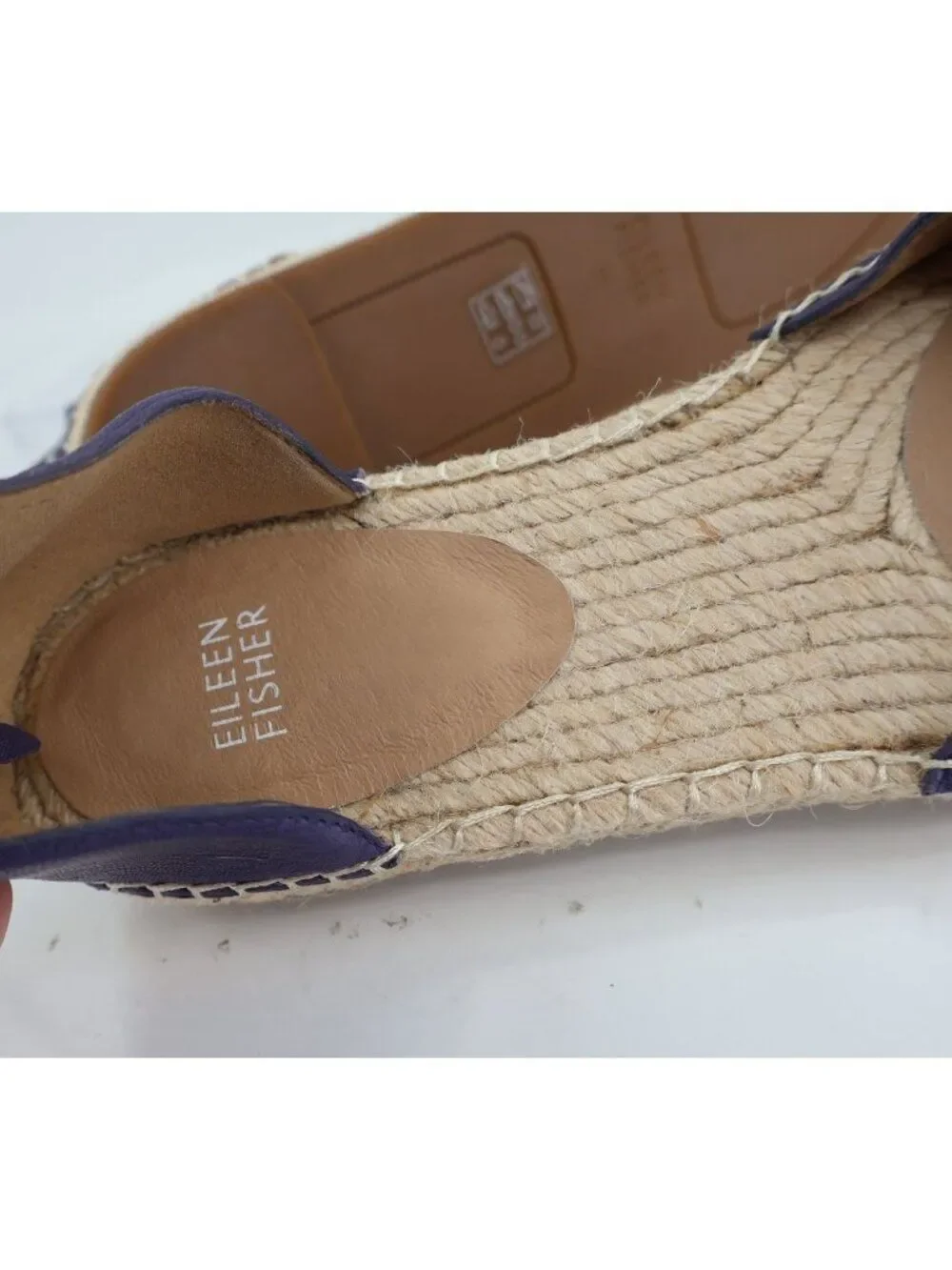 Eileen Fisher Women Lala Espadrille Flat Size 11 Blue Purple Leather Ankle Strap